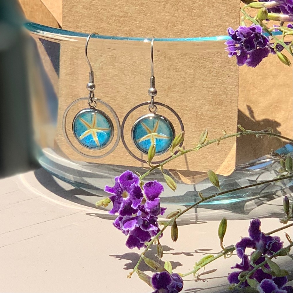 Starfish Earrings, Handmade, NWT